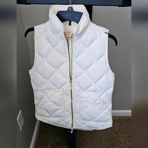 White Quilted Vest with Gold Zipper